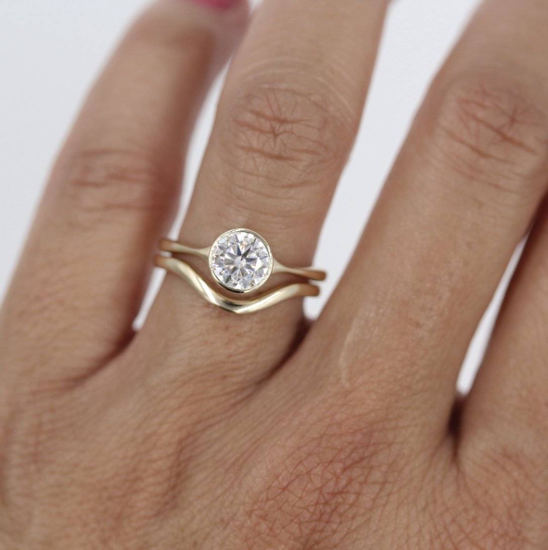 1.80 CT Round Moissanite Diamond Bezel Solitaire Engagement Ring
