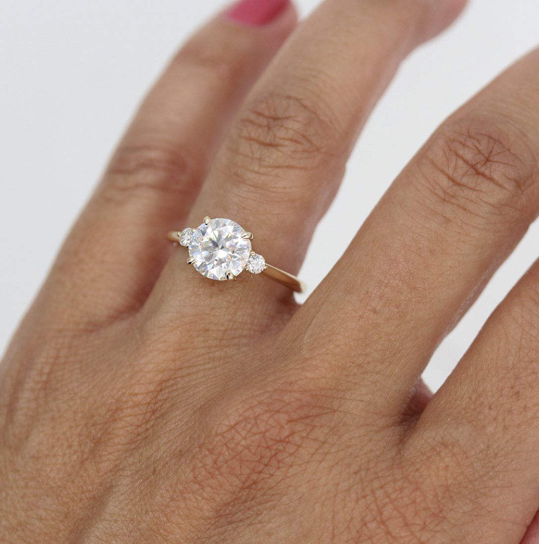 1.80 CT Round Moissanite Diamond Three Stones Engagement Ring