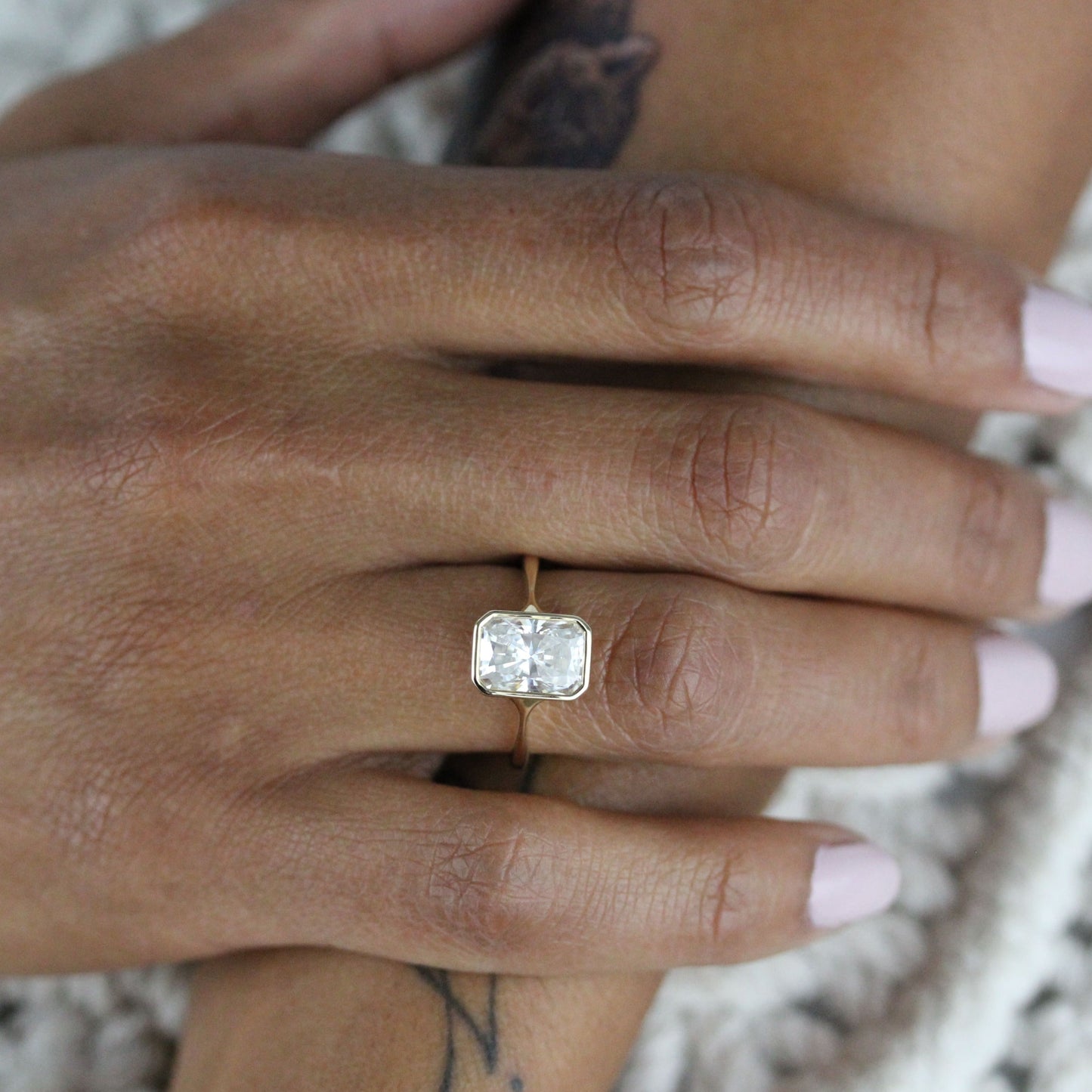 2.43 CT Radiant Moissanite Diamond Bezel Solitaire Engagement Ring