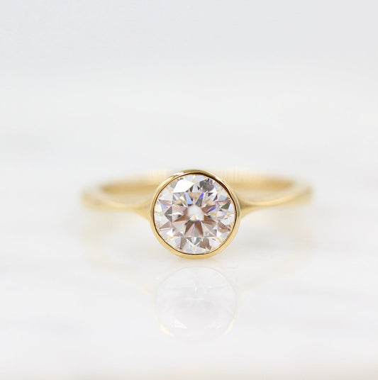 1.80 CT Round Moissanite Diamond Bezel Solitaire Engagement Ring