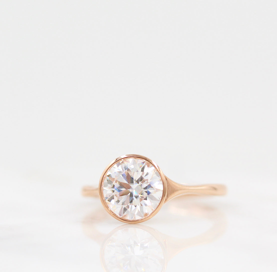 1.80 CT Round Moissanite Diamond Bezel Solitaire Engagement Ring