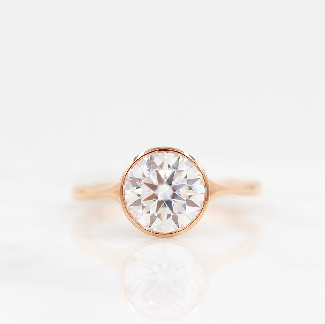 1.80 CT Round Moissanite Diamond Bezel Solitaire Engagement Ring
