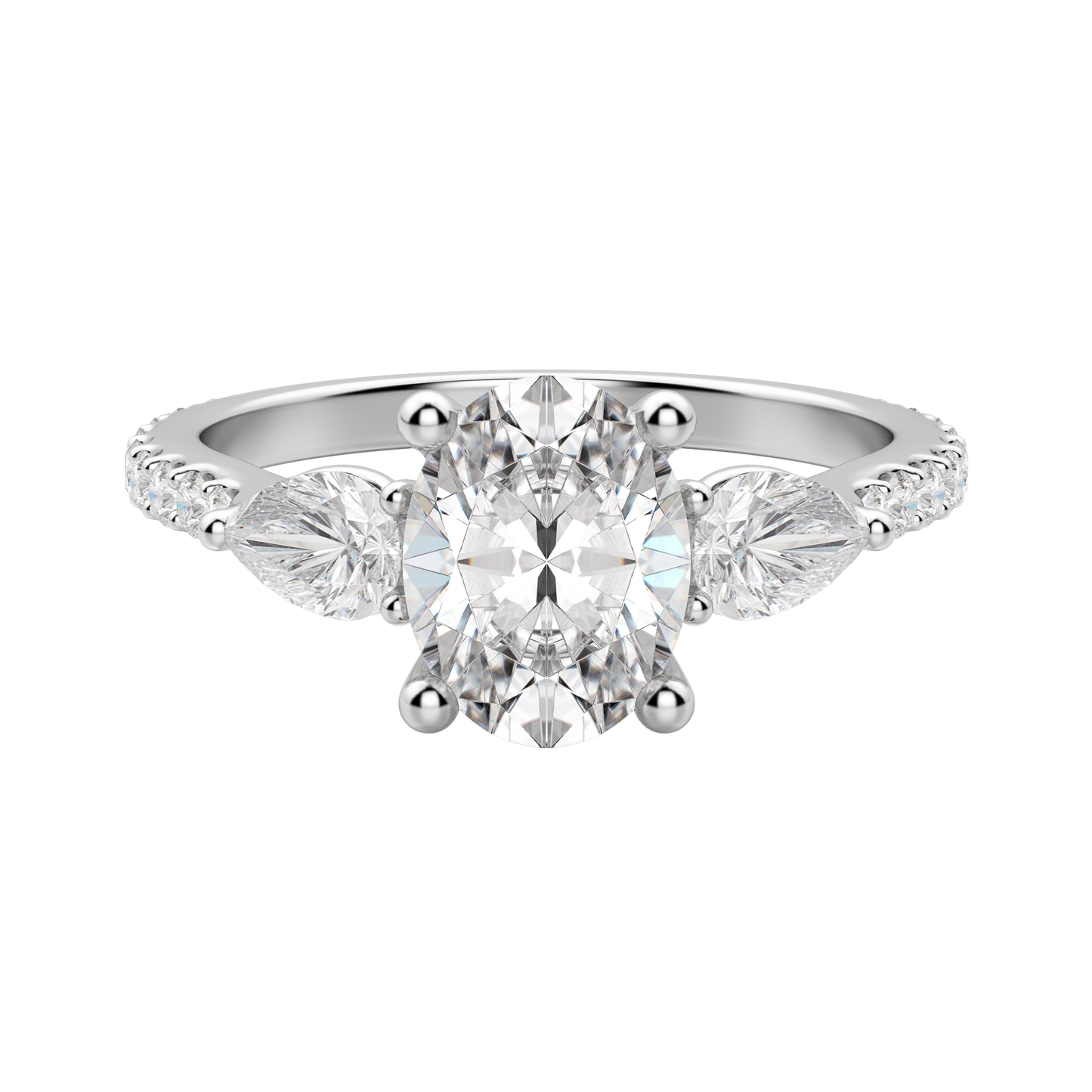 2.10 CT Oval Moissanite Diamond Three Stones Engagement Ring