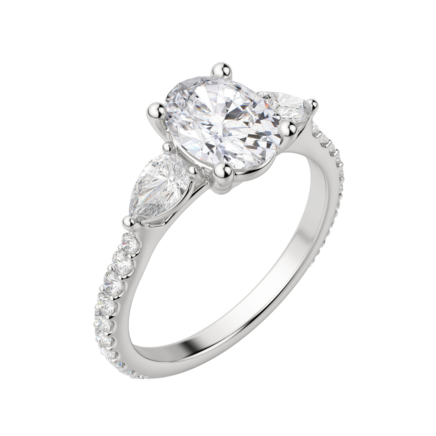 2.10 CT Oval Moissanite Diamond Three Stones Engagement Ring