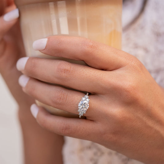 2.0 CT Round Moissanite Diamond Cluster Engagement Ring