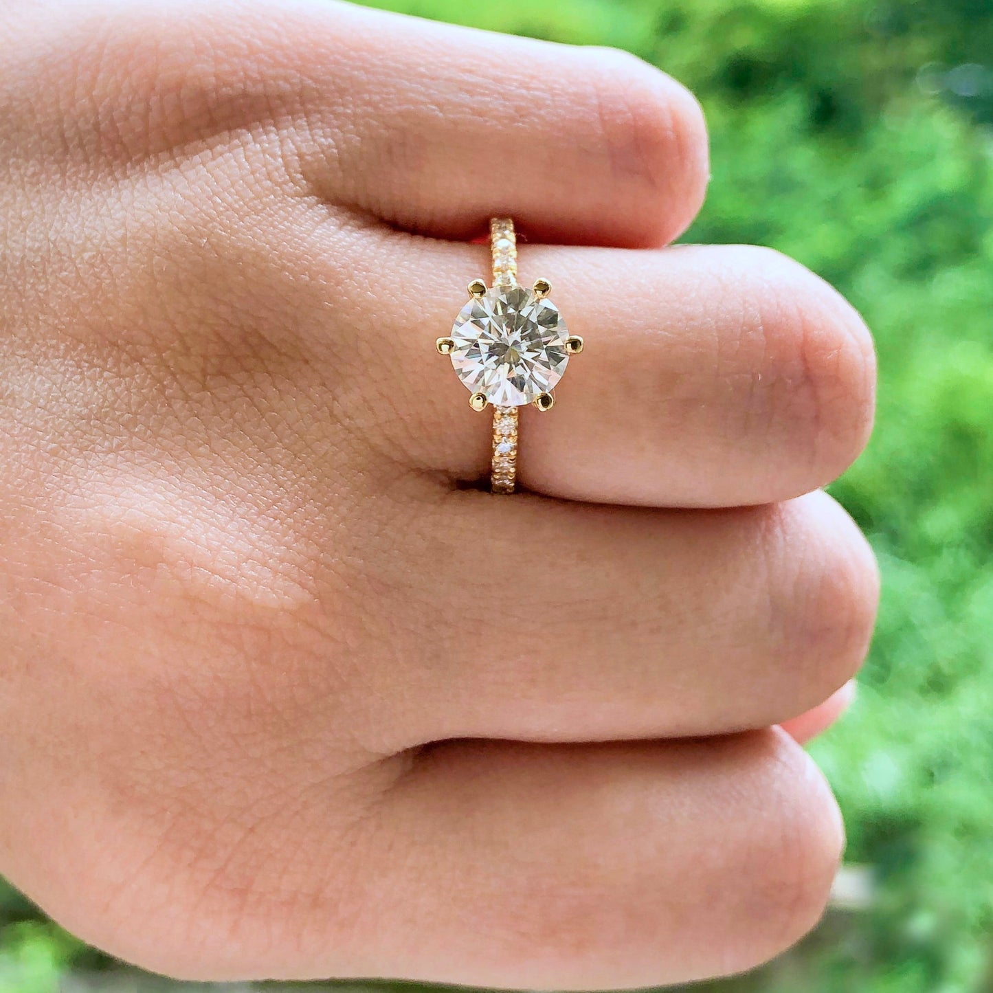 1.85 CT Round Moissanite Diamond Solitaire Engagement Ring
