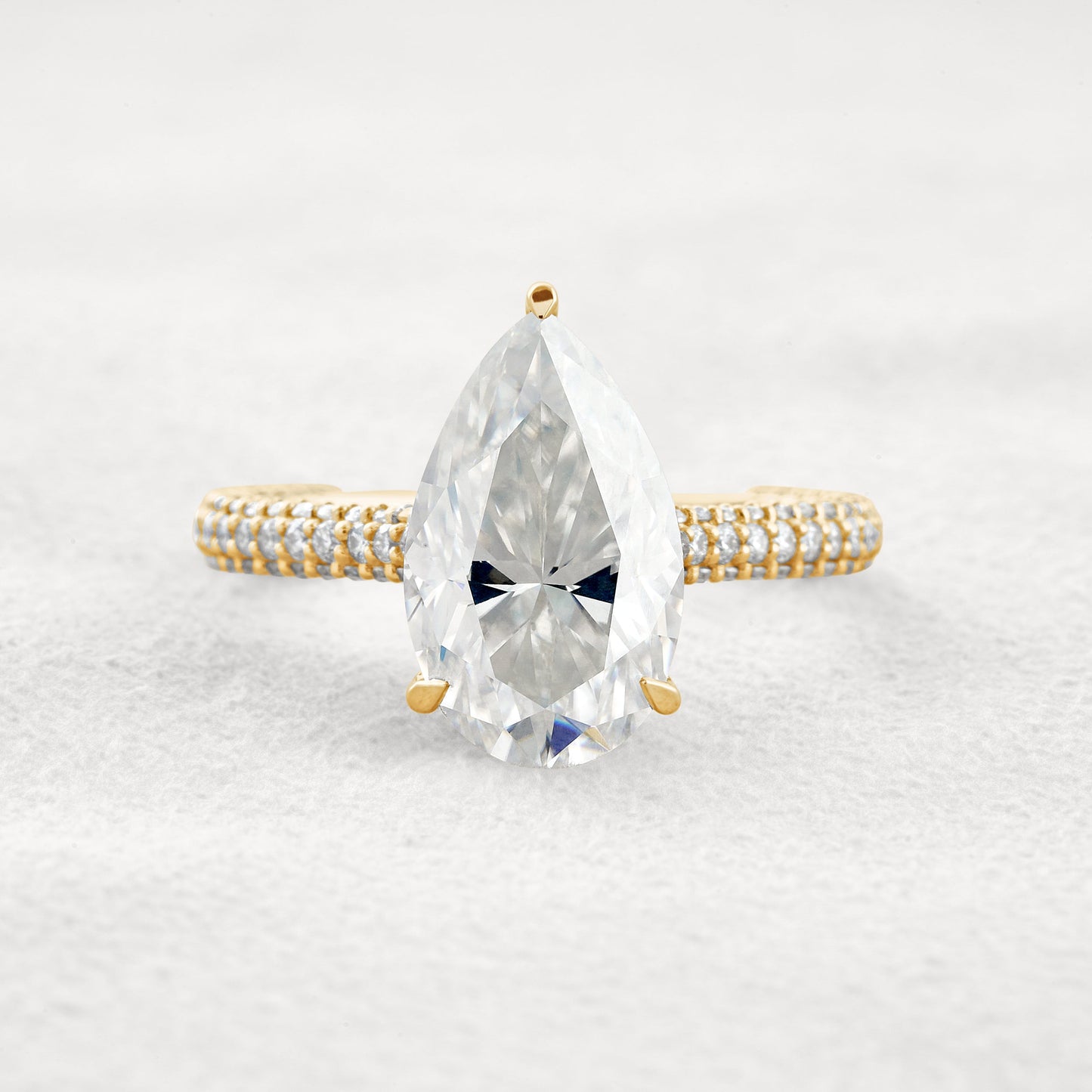 5.37 CT Pear Cut Pave Moissanite Engagement Ring