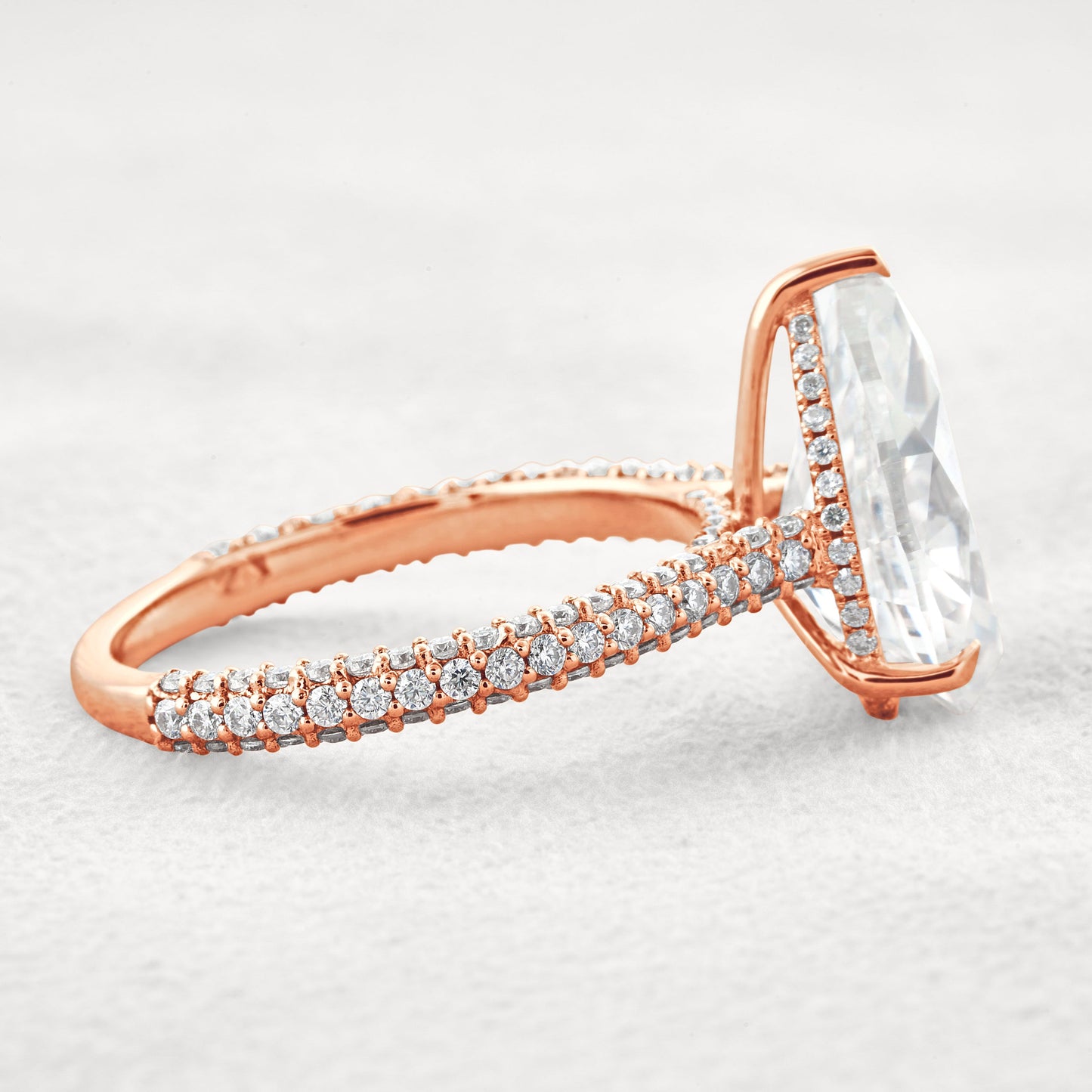 5.37 CT Pear Cut Pave Moissanite Engagement Ring