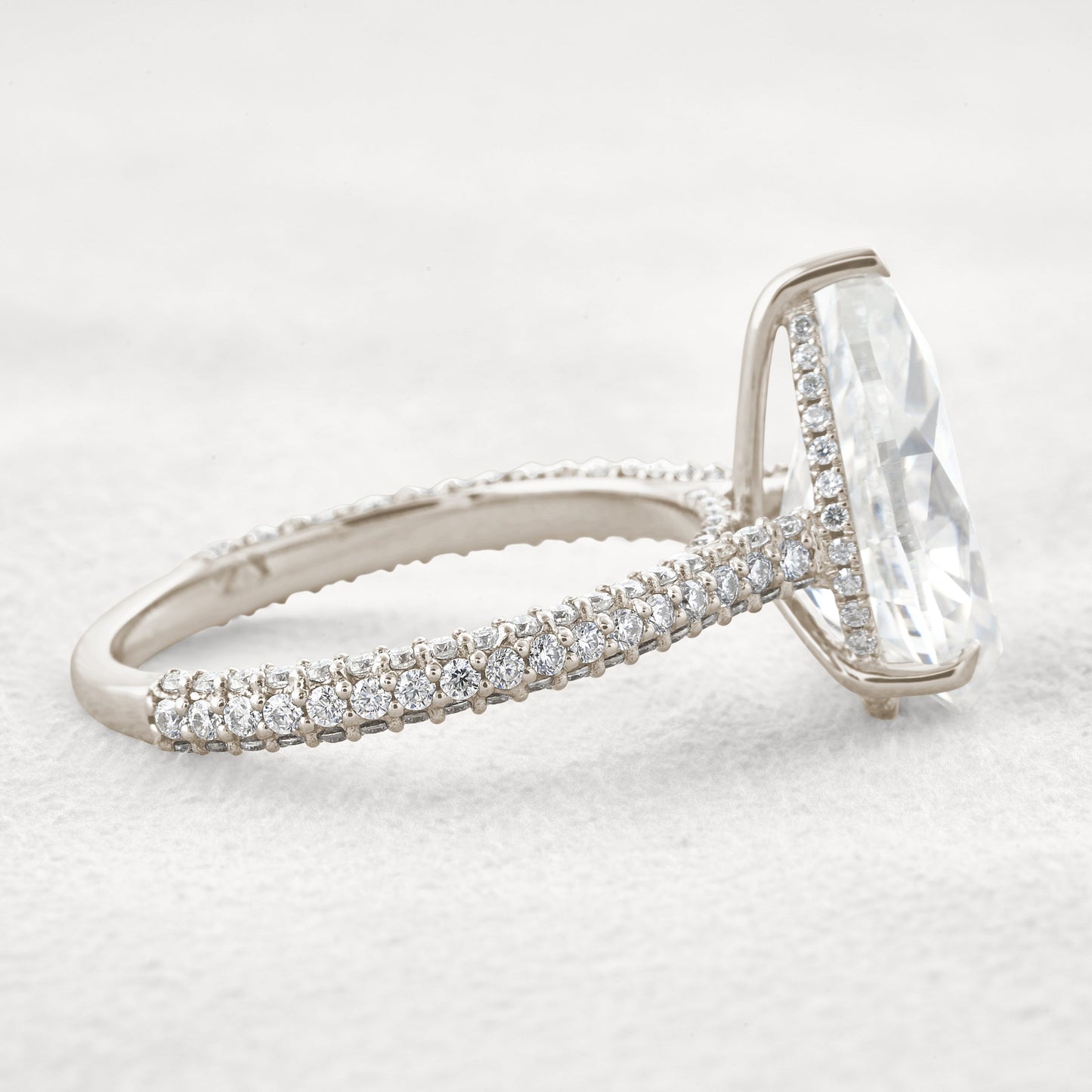 5.37 CT Pear Cut Pave Moissanite Engagement Ring
