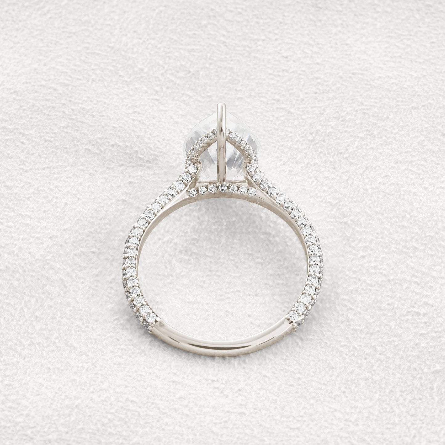 5.37 CT Pear Cut Pave Moissanite Engagement Ring