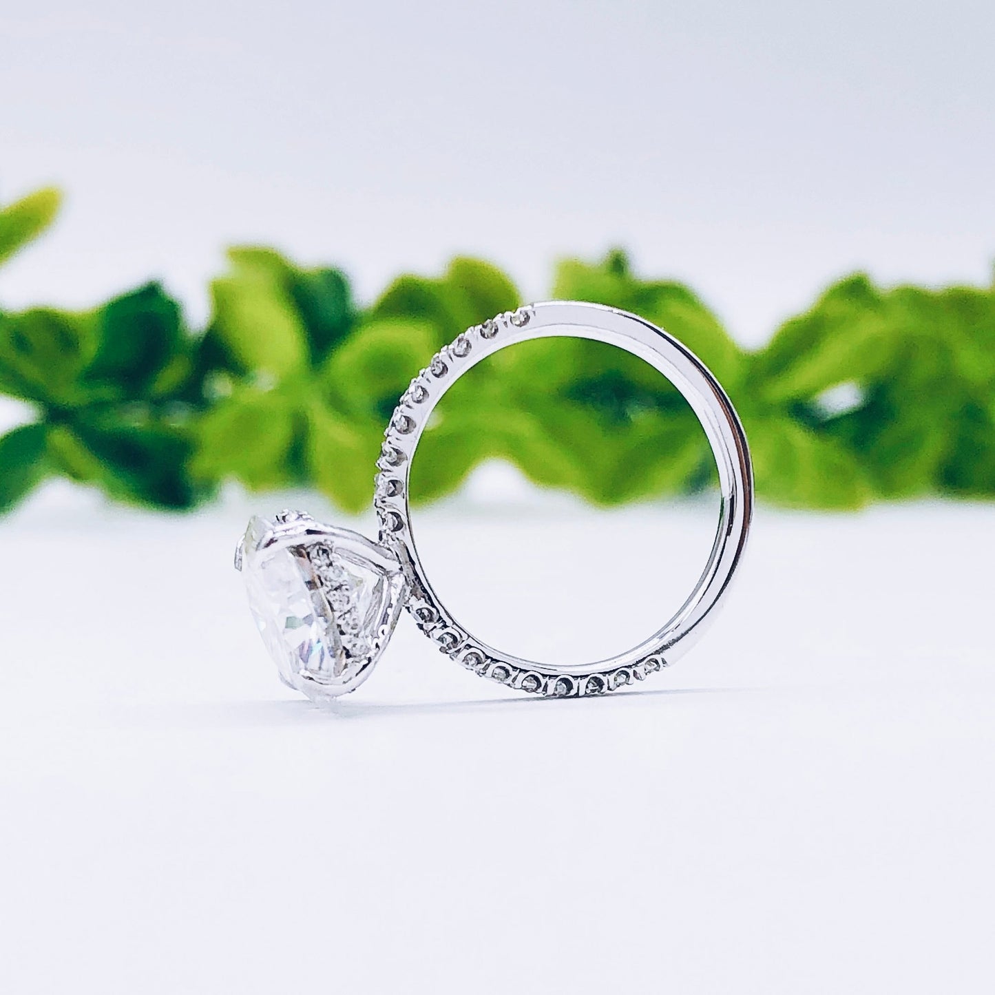 1.85 CT Round Moissanite Diamond Hidden Halo Engagement Ring