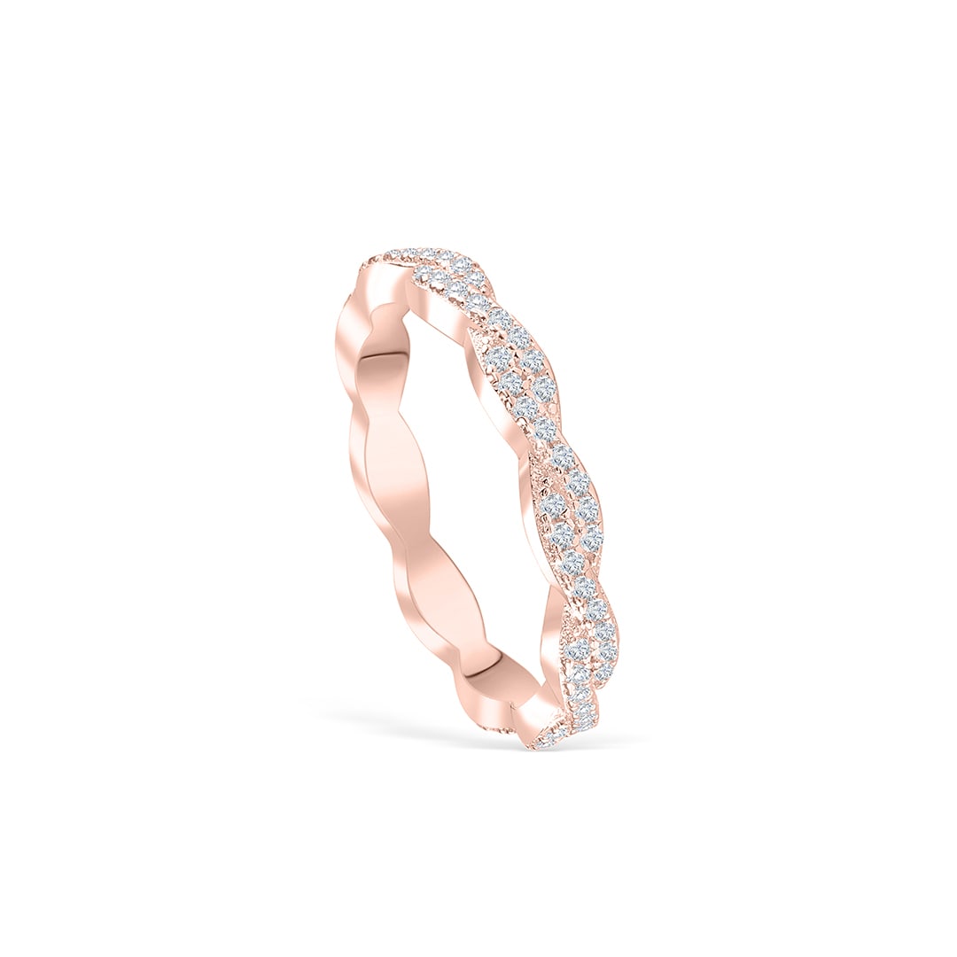 0.34 CT Round Moissanite Diamond Twisted Wedding Band
