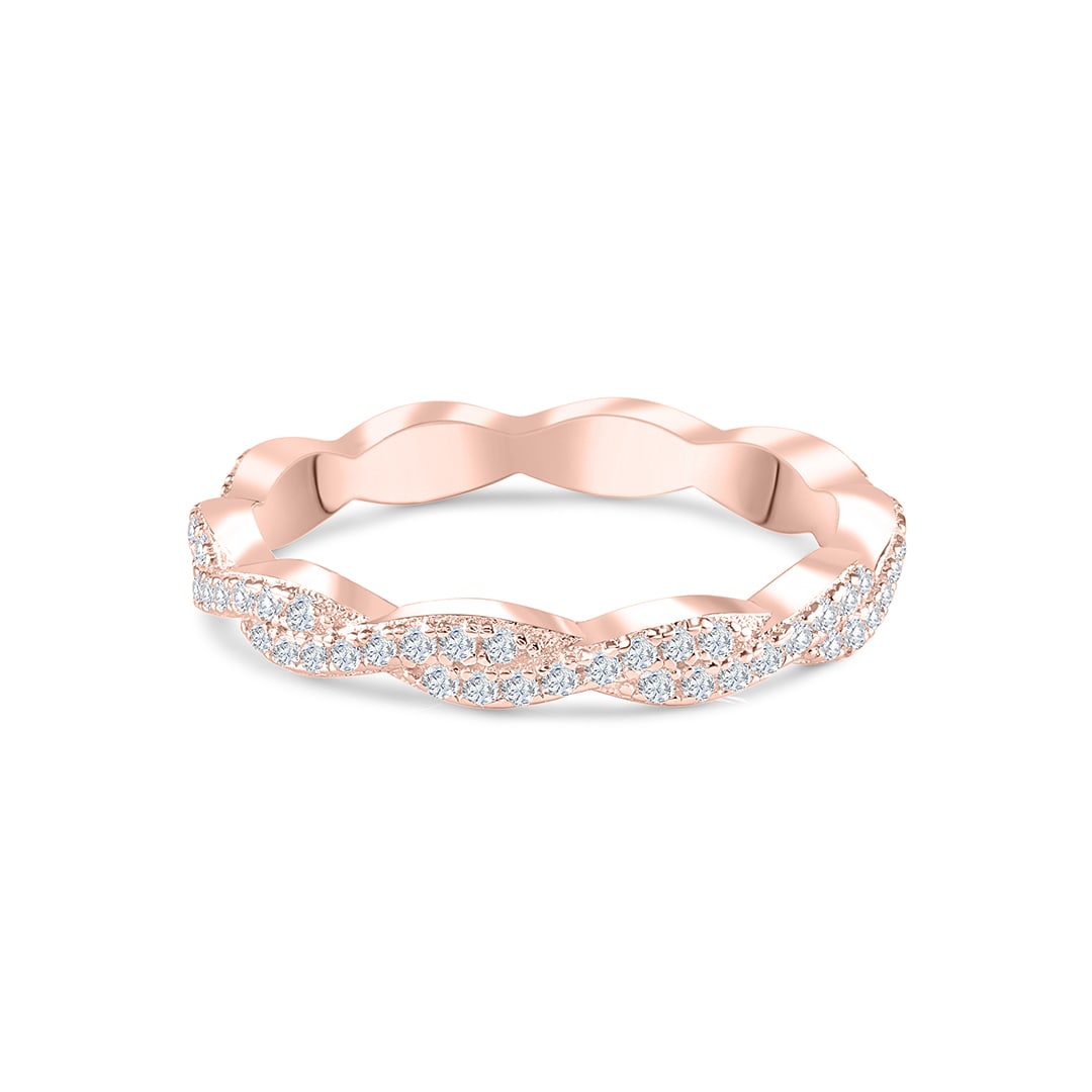 0.34 CT Round Moissanite Diamond Twisted Wedding Band