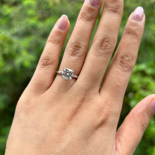 2.0 CT Cushion Moissanite Diamond Hidden Halo Engagement Ring