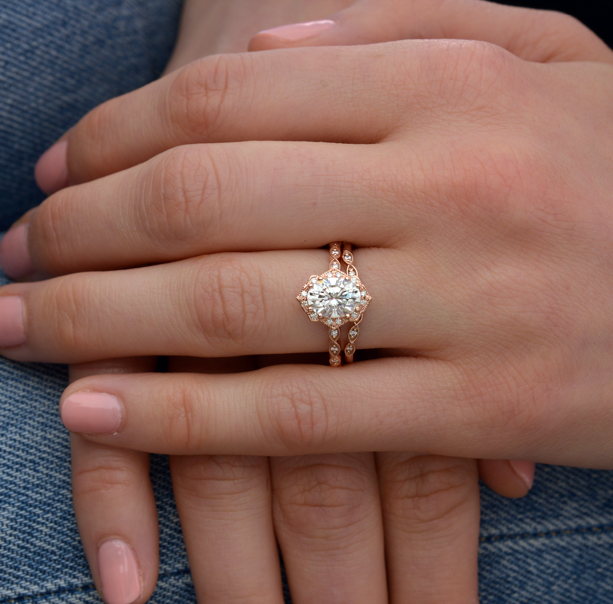 1.33 CT Oval Moissanite Diamond Vintage Engagement Ring