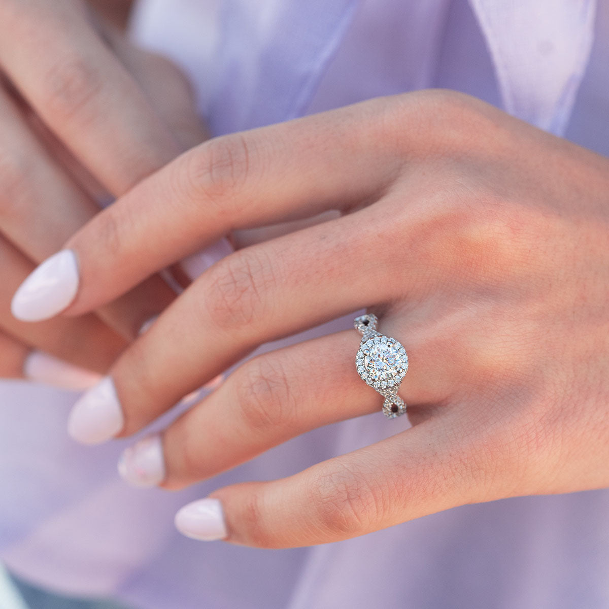 1.50 CT Oval Moissanite Diamond Halo Engagement Ring
