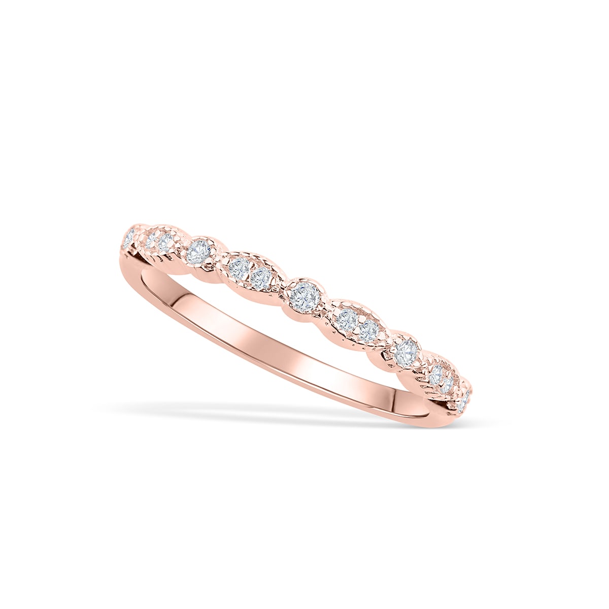 0.16 CT Round Moissanite Diamond Milgrain Wedding Band