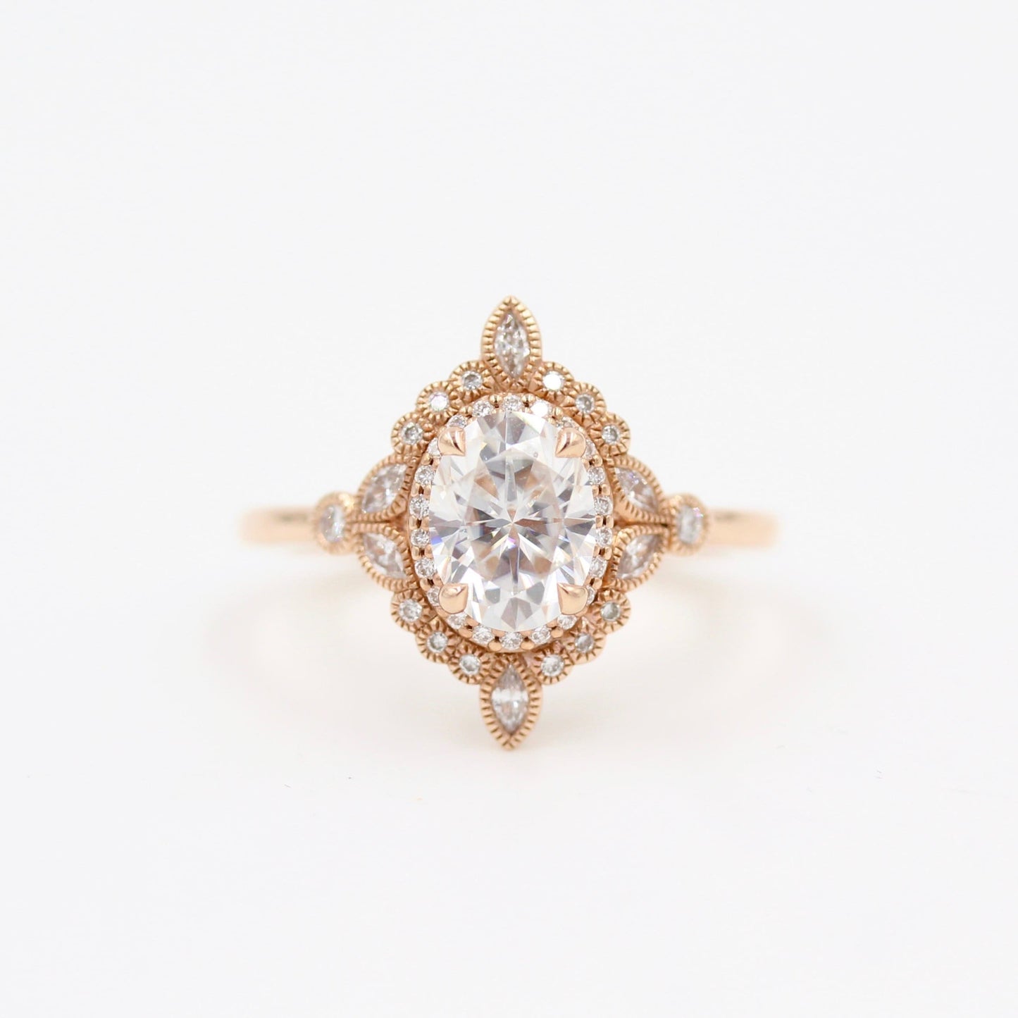 1.33 CT Oval Moissanite Diamond Vintage Engagement Ring