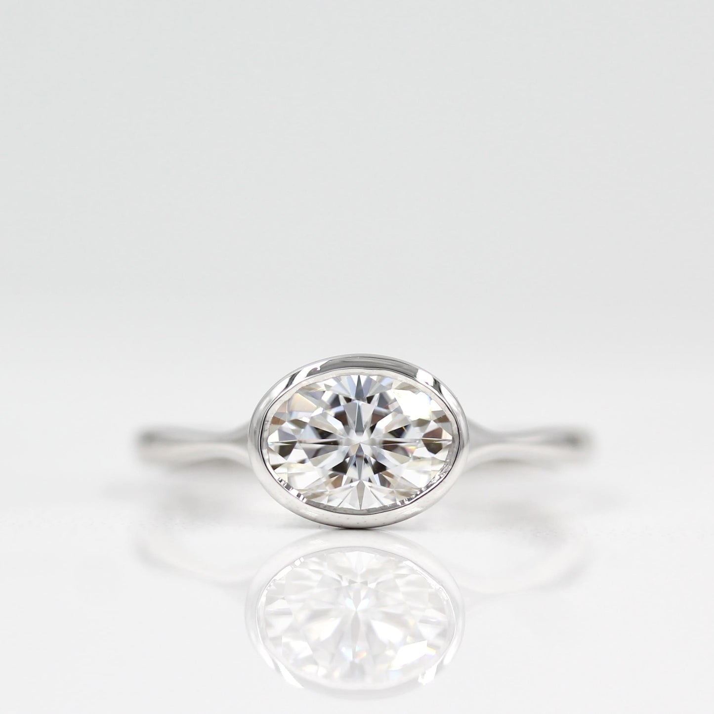 1.0 CT Oval Moissanite Diamond Bezel Solitaire Engagement Ring