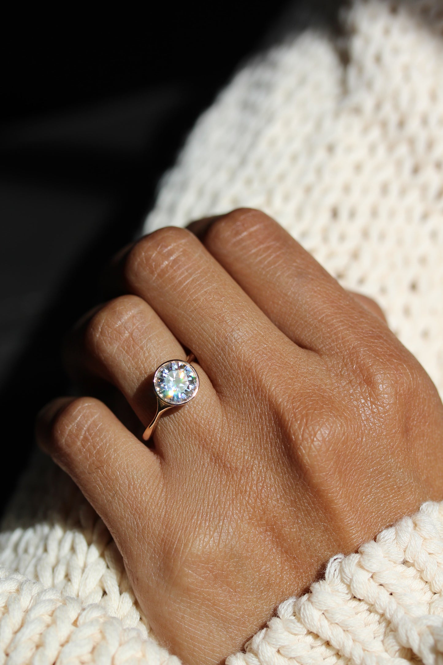 1.80 CT Round Moissanite Diamond Bezel Solitaire Engagement Ring