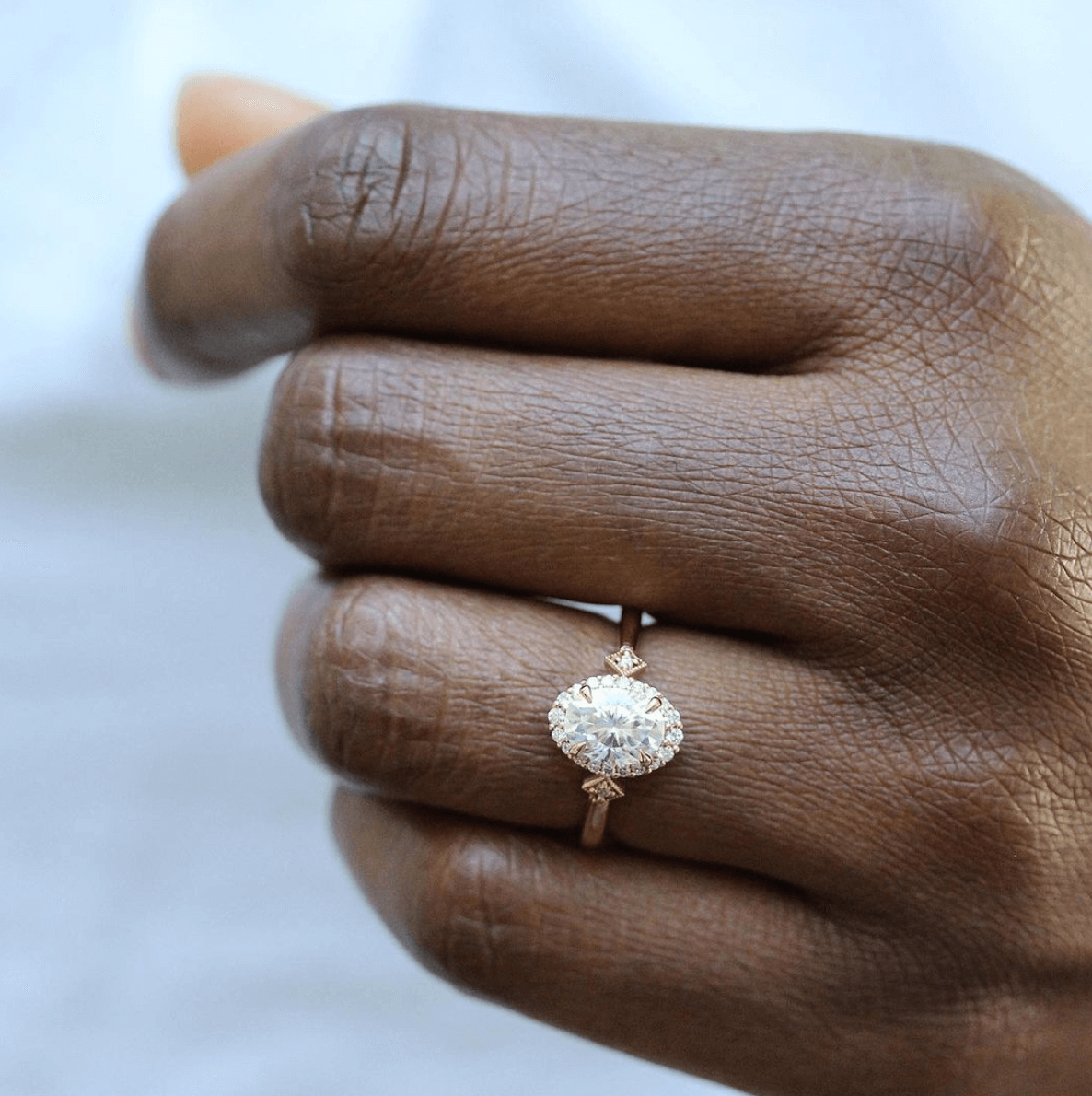 1.45 CT Oval Moissanite Diamond Halo Engagement Ring