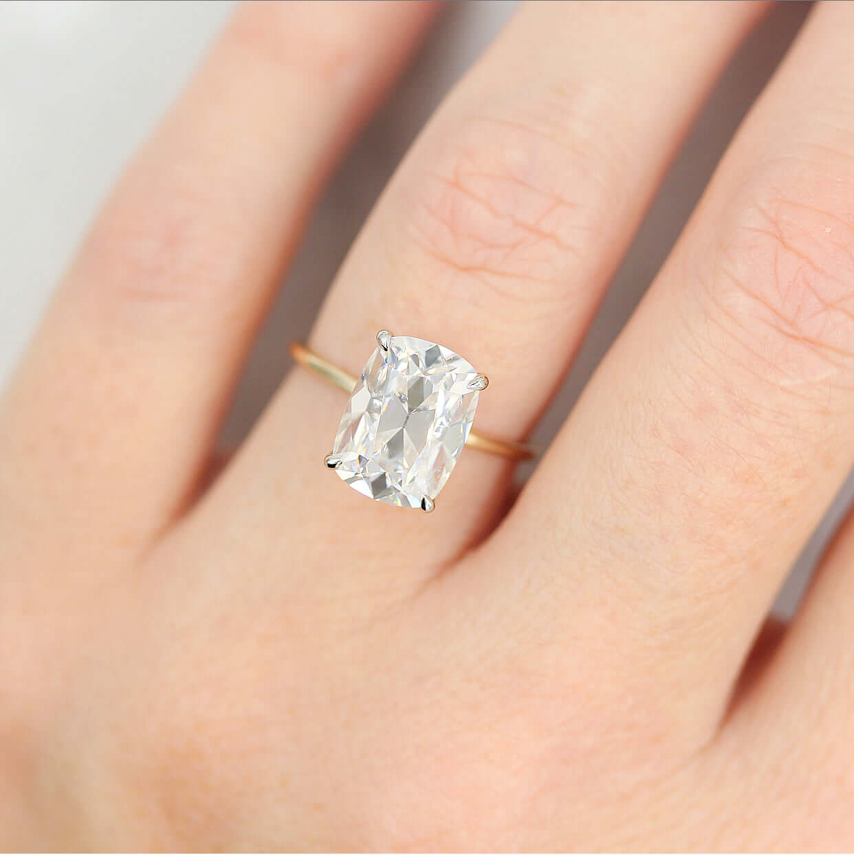 3.63 CT Elongated Cushion Moissanite Diamond Solitaire Engagement Ring