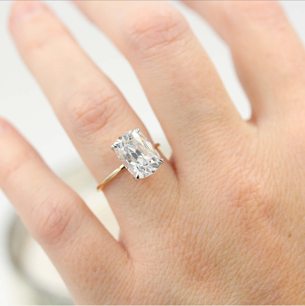 3.63 CT Elongated Cushion Moissanite Diamond Solitaire Engagement Ring