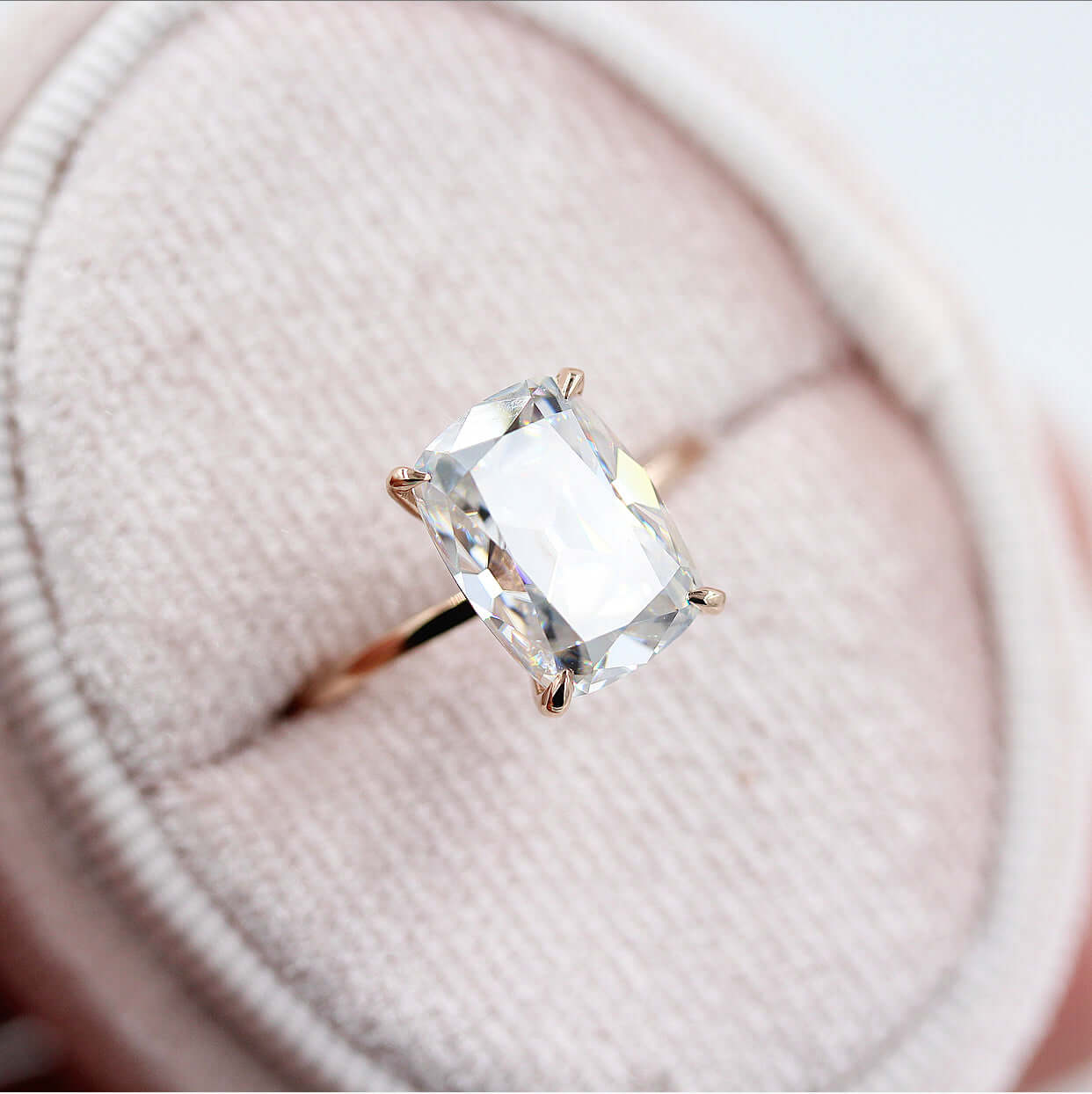 3.63 CT Elongated Cushion Moissanite Diamond Solitaire Engagement Ring