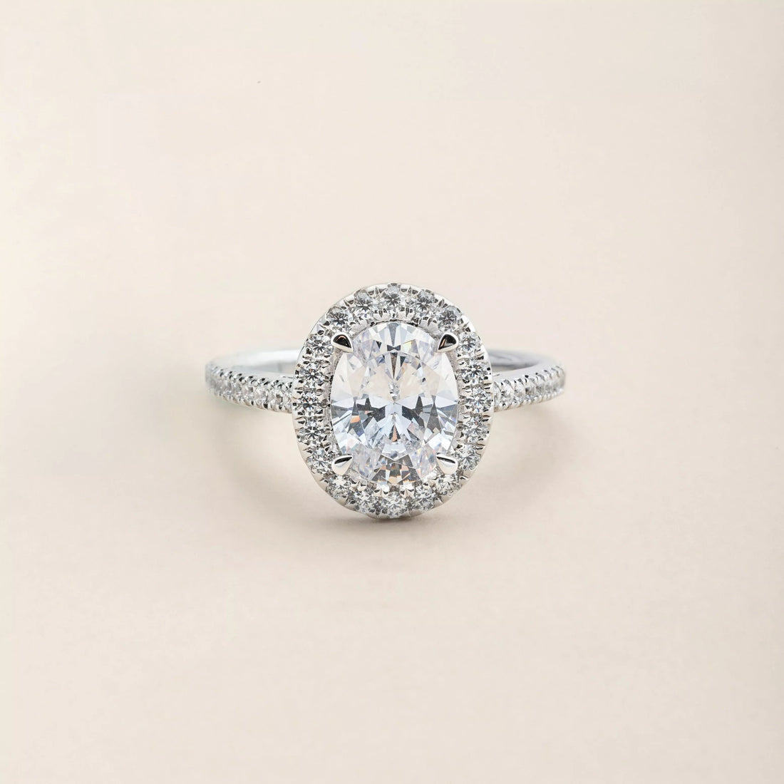 2.0 CT Oval Cut Halo Pave Moissanite Engagement Ring
