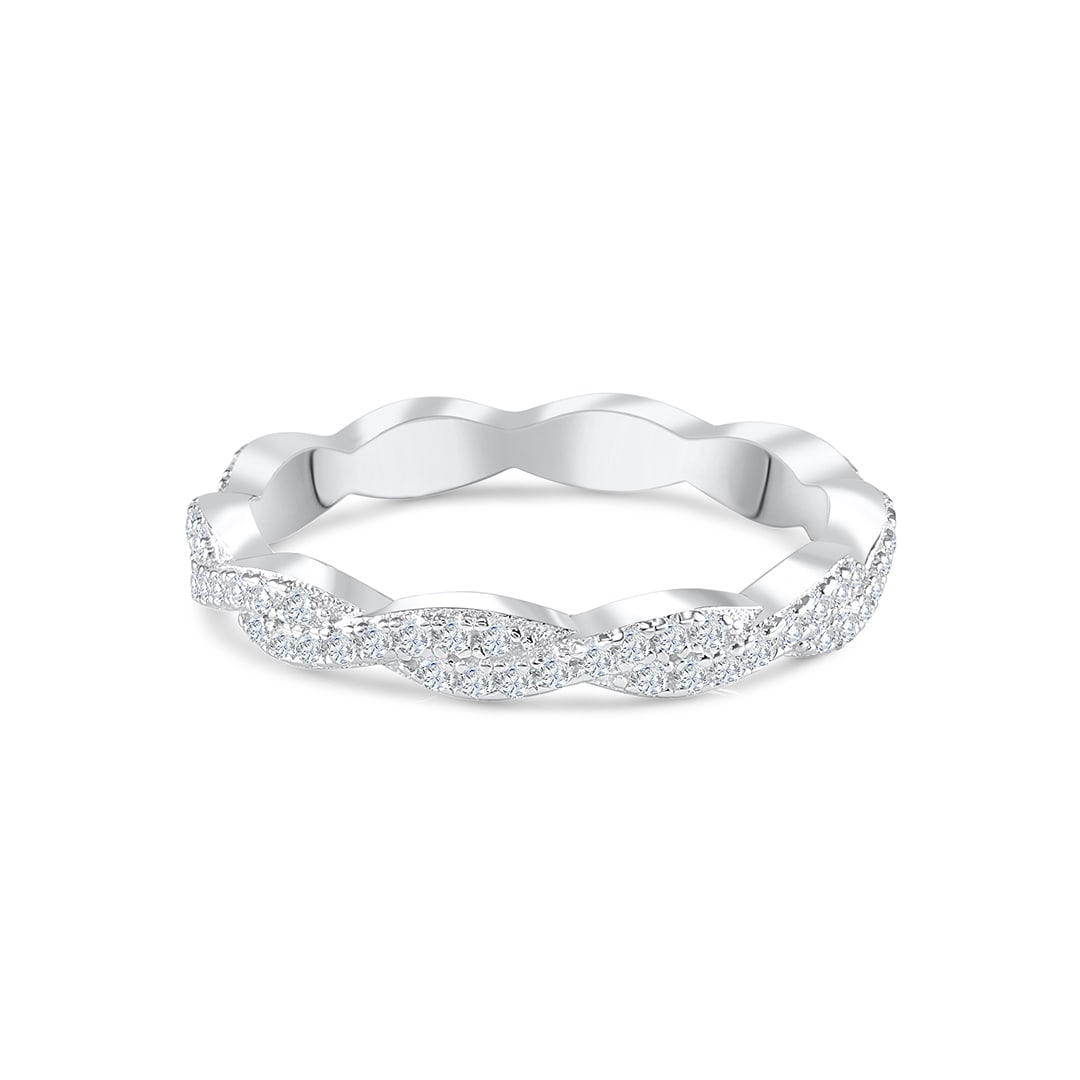 0.34 CT Round Moissanite Diamond Twisted Wedding Band