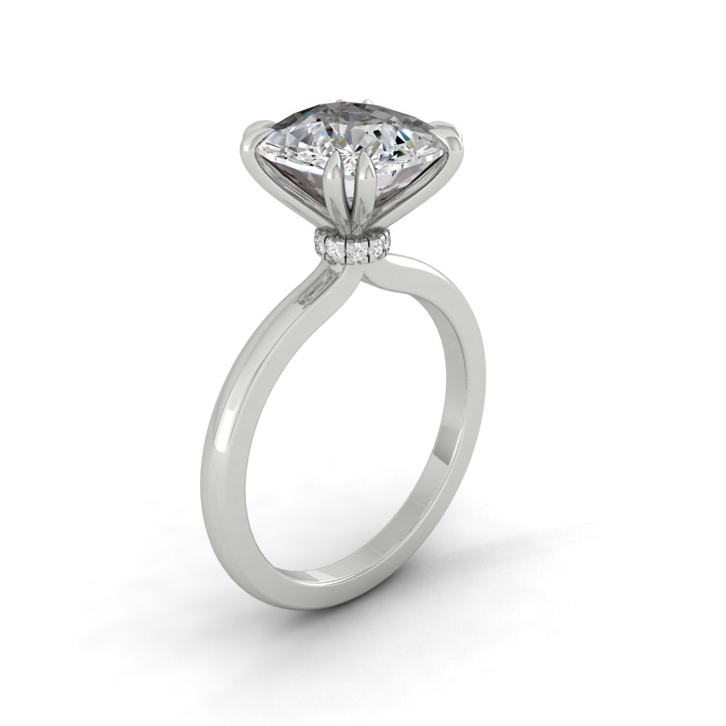 2.0 CT Cushion Moissanite Diamond Hidden Halo Engagement Ring