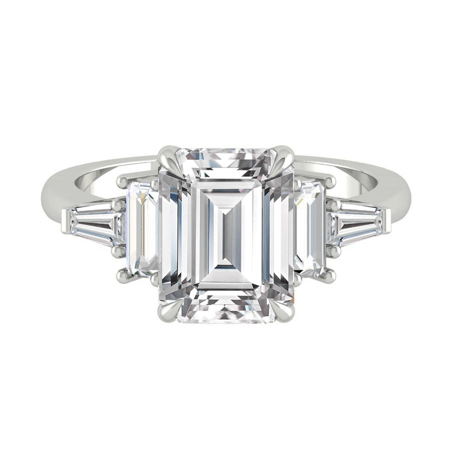 5.75 CT Emerald Moissanite Diamond Multi Stones Engagement Ring