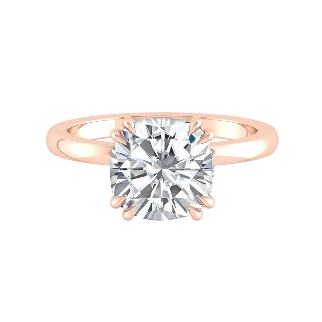 2.0 CT Cushion Moissanite Diamond Hidden Halo Engagement Ring