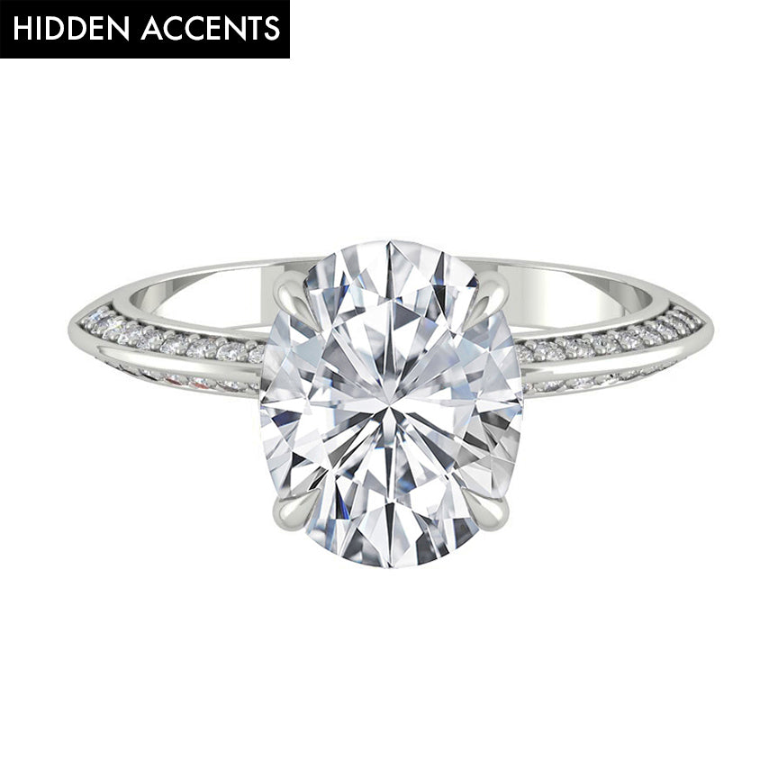 5.18 CT Oval Moissanite Diamond Hidden Halo Engagement Ring