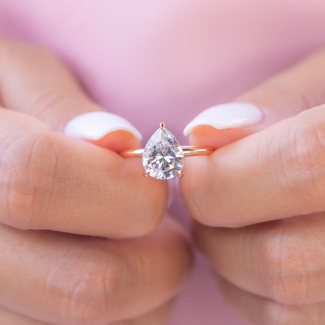 1.33 CT Pear Moissanite Diamond Hidden Halo Engagement Ring