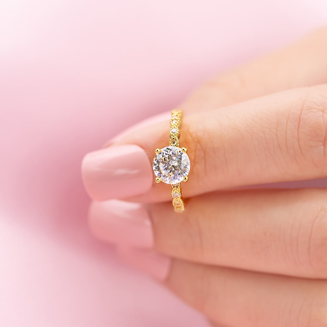1.80 CT Round Moissanite Diamond Solitaire Engagement Ring