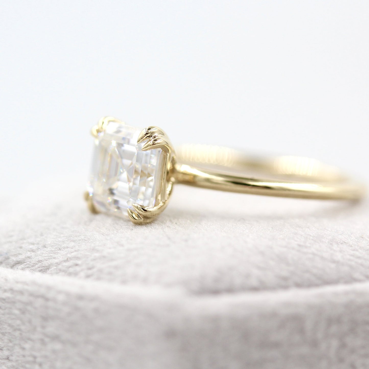 2.0 CT Asscher Moissanite Diamond Solitaire Engagement Ring