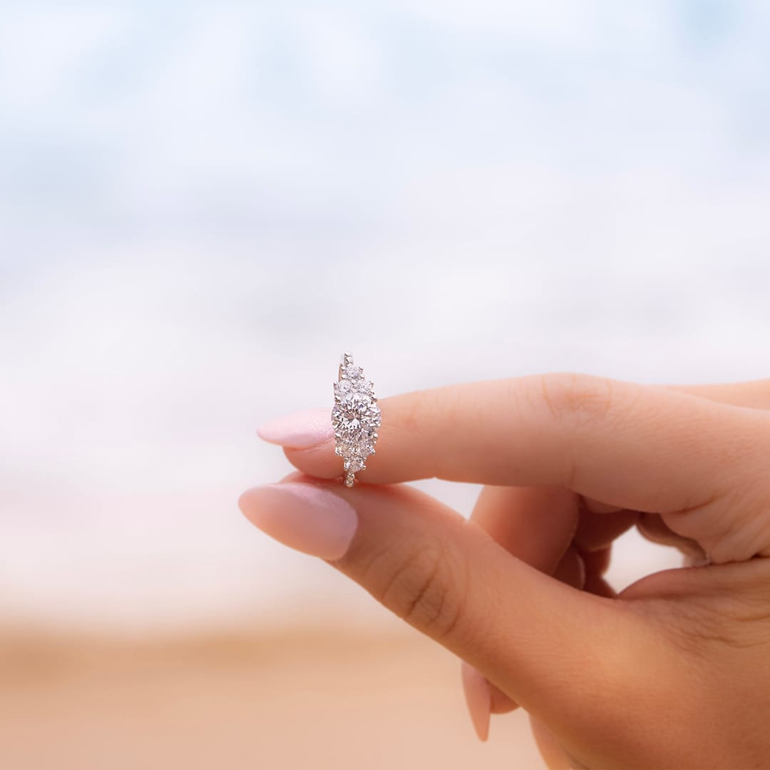 2.0 CT Round Moissanite Diamond Cluster Engagement Ring